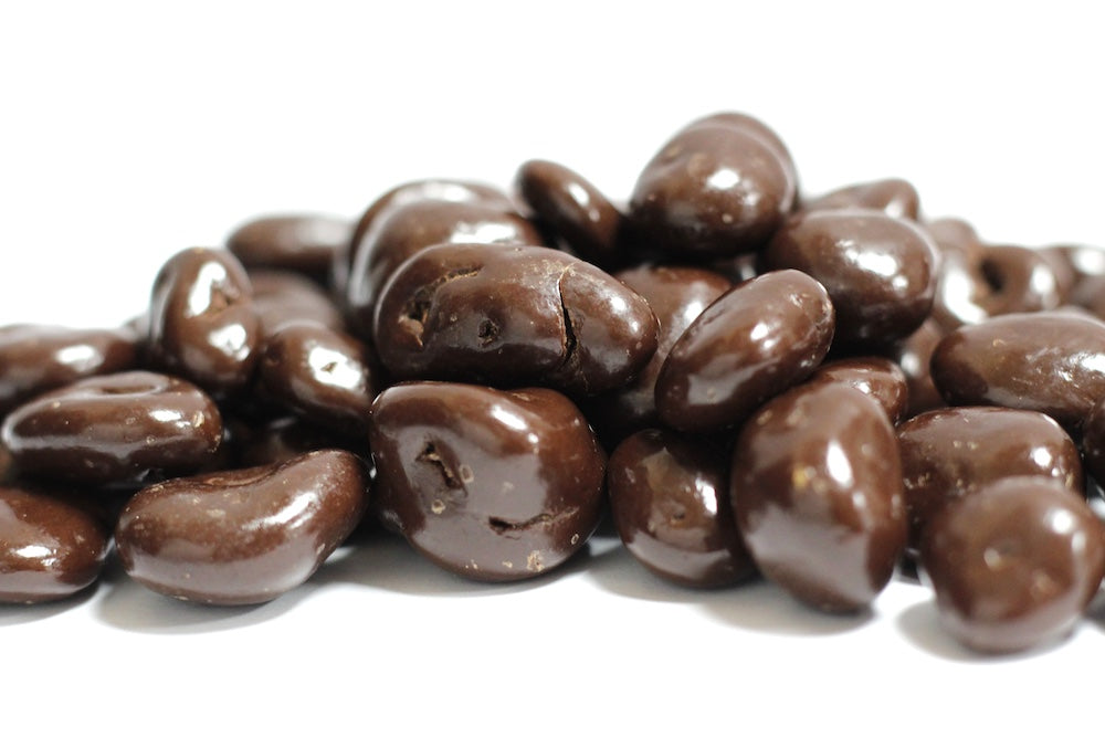 Dark Chocolate Cherries, whole dried cherries coated in dark chocolate in a loose heap