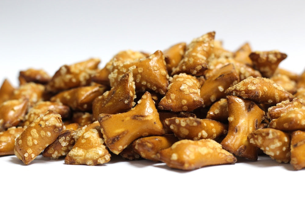 Peanut Butter Pretzels, whole golden-brown pretzel nuggets with visible peanut butter centers in a loose pile
