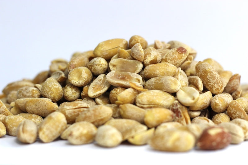 Roasted, No Salt Peanuts, a loose heap of whole roasted peanuts with tan skins