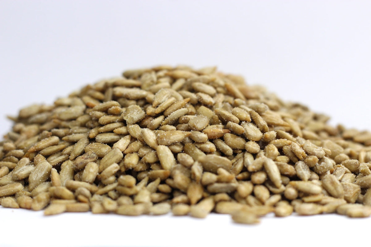 Salted Sunflower Seeds, a loose heap of whole shelled sunflower kernels with a light salting