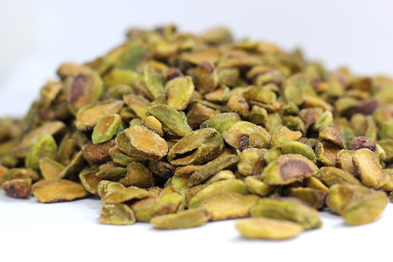 Salted Pistachio Meat, whole shelled pistachio kernels in a loose pile
